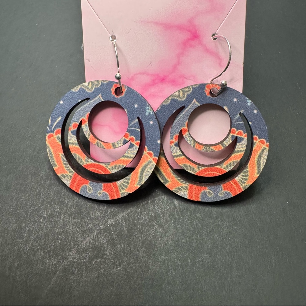 Hand Crafted Reversible Wood Earrings on Silver Plated Hooks